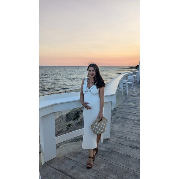 DEREK LAM 10 CROSBY x RTR White Knit Ribbed Crochet Knit Midi Dress Size XS - Picture 16 of 16